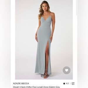 Azazie Becca Bridesmaid Gown in color Dolphin Grey